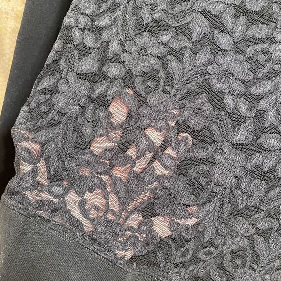 Moda International Black Long Sleeve Sheer Lace Back Sweater Top XS/S - Picture 4 of 4